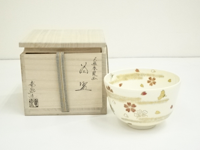 JAPANESE TEA CEREMONY / TEA BOWL CHAWAN / SPRING SCENERY 